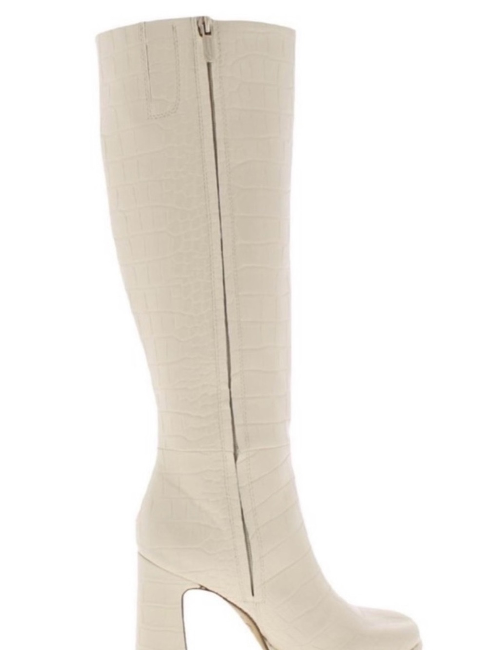 Sam Edelman Cream Croc-Embossed Over-the-Knee Boot